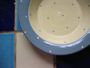 blue spotted plate