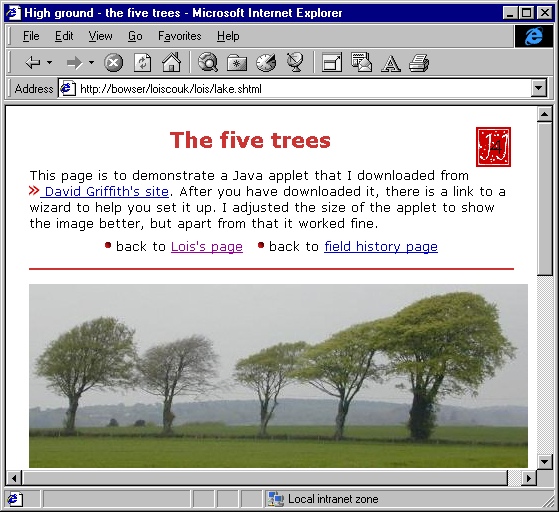 screen shot of web page at high colour depth setting